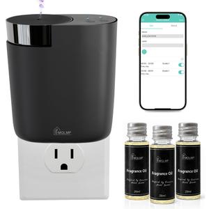 MQLMF Waterless Plug in Diffuser, 800 Sq Ft, No Wobble Secure Wall Fit, Adjustable Timer & Scent Intensity,App Control,Essential Oil Plug in Wall Diffuser, Includes 2 x 20ml Fragrance Oils - Black