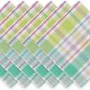 DII Cotton Plaid Napkin Set Machine Washable, 20x20, Spring Time, 6 Count