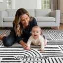 SHACOS Soft Cozy Fluffy Arch Pattern High Low Pile Rugs 3'x5' Non Slip Washable Scandinavian Minimalist Rug Modern Geometric Arc Carpet for Living Room Bedroom Dining Room, Black/White