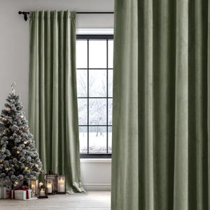 StangH Sage Green Curtains 96 inches Long for Living Room, Two-Layer Blackout Velvet Window Drapes Thick Thermal Insulated Panels for Nursery Kids Bedroom, W48 x L96, 1 Panel