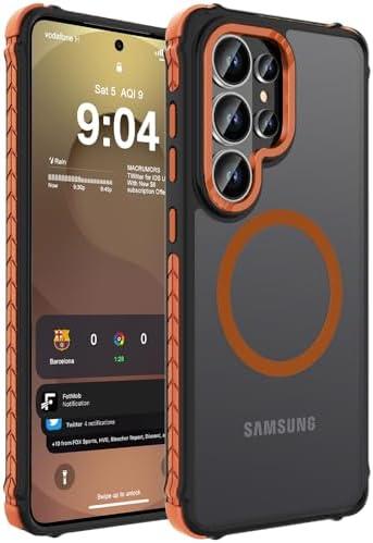 DEERLAMN Strong Magnetic Case for Samsung Galaxy S26 Ultra 6.9-Inch,[Compatible with Magsafe][Military Grade Drop Protection] Translucent Matte Shockproof Protective Phone Cover, Frosted Orange