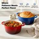 6 Quart Dutch Oven Pot with Lid, Non Stick Enameled Cast Iron Dutch Oven for Bread Baking, Heavy-Duty, Oven Safe Ceramic Cookware Up to 500F for Baking, Braising, Stews, Roasting, Blue