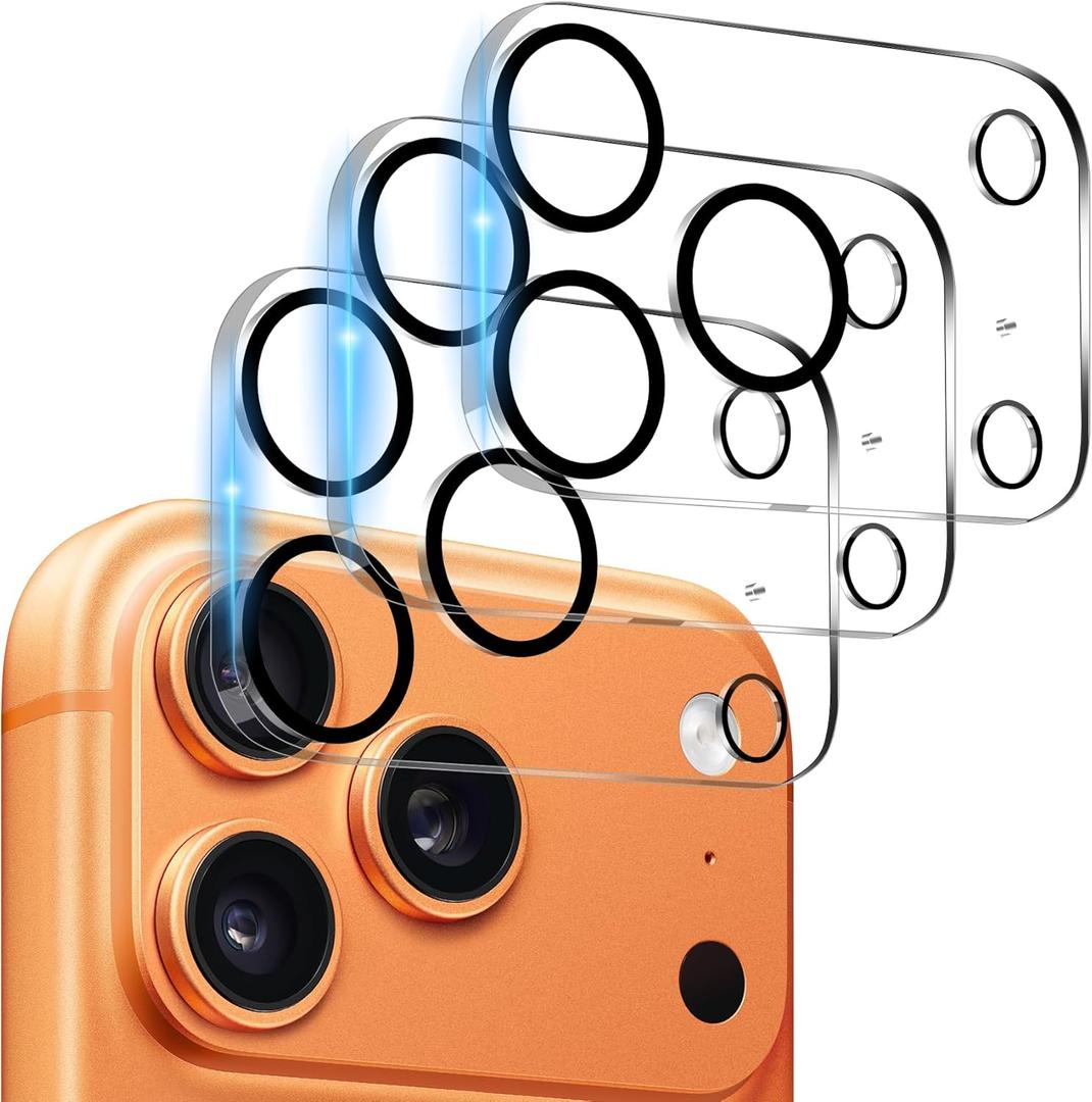 Dengduoduo 3 Pack Camera Lens Protector for iPhone 17 Pro Max, Tempered Glass, Ultra HD, 9H Hardness, Anti-Scratch, Case Friendly, Easy to Install [No Affect on Night Shots] (Clear)