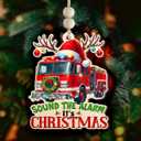 Fire Truck Christmas Ornament 2025 - Firefighter Ornament for Men Kid Friend, Fire Truck Gifts for Firefighter, Wooden Christmas Ornaments for Tree Decor - Holiday Keepsake & Xmas Gift Exchange Idea