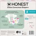 The Honest Company Comfort Dry Disposable Daytime Diapers, Hypoallergenic, Fragrance-Free, Sensitive Skin, Rose Blossom + Tutu Cute, Club Box Size 2 (1218 lbs), 72 Count