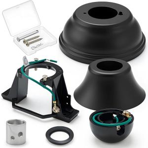 Lasnten 5 Pcs Fan Sloped Ceiling Kit Black Ceiling Fan Mounting Bracket Sloped Cathedral Canopy Bracket for Living Room Outside Patio Porch with Mounting Hardware