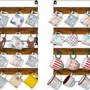 Rustic Wood Coffee Mug Rack - Wall Mount Cup Holder Shelf Storage for Kitchen, Home, Bar, Office (4 Pack, Holds 32 Mugs) (8-Tier)