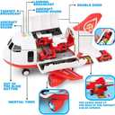 Dwi Dowellin Airplane Toys with Fire Truck Cars Toy Set and Play Mat,Plane with Light Up and Sounds,Birthday Gift for 3 4 5 6 Years Old Kids Boys Girls(Medium)