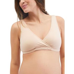 Motherhood Maternity Women's Soft Cotton Spandex Wrap Front Maternity & Nursing Sleep Bralette Bra S-3x (Nude 1 Pack)