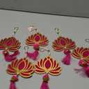 Smizzy Lotus Indian Diwali Decor Gift Item Floral Wall Hangings Temple | Pooja Room Decoration Items | Back Dropper | showpiece for Home Decorative (Pack of 6, 10 Inch Long Each, Pink)