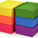 Menkxi 6 Pcs Large Plastic Storage Bins with Lids 14.4 x 10.4 x 5.1 Inch Stackable Storage Containers Decorative Cubby Organizer for Clothes Shelves Garage Closet Office (Colorful)