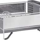 KitchenAid Compact Space Saving, Dish Rack with Removable Flatware Caddy and Angled Self Draining Drainboard, Satin Gray, 15-Inch-by-13.25-Inch