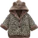 WEONEDREAM Toddler Baby Boys Girls Winter Fleece Jacket Unisex Little Kids Warm Hooded Outwear Coat 1-5T (2T, Leopard)