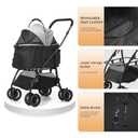 Pet Stroller Quickly Folds for Easy Storage Cat Stroller with Detachable Carrier Thickened Oxford Cloth Breathable Basket Dog Strollers for Small Dogs (Grey)