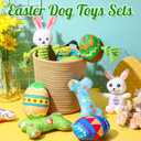 10 Pcs Easter Dog Toys with Squeaker, Includes 4 Plush Bone 2 Rope Toys for Dogs 2 Easter Egg 1 Plush Bunny & Chick for Puppy/Small/Medium/Large Breeds Holiday Pet Gift