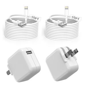 2Pack iPad Charger, 10FT Fast Charger iPad Cord with 12W USB Wall Charger Block Foldable Portable Apple Adapter Plug Lightning Cable Compatible with iPad4/5/6/7/8/9,iPadMini 1/2/3/4/5,iPadAir 1/2/3