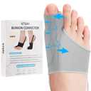 2PCS Bunion Corrector for Women & Men, Big Toe Straightener with Splint & Pads, Comfortable & Breathable for Day/Night Support, Hallux Valgus Pain Relief Non-Slip Socks (Gray)
