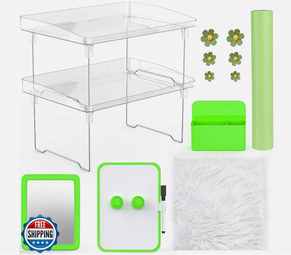 BeapTcely 16 Pcs Locker Accessories Kit, Locker Organizer with Clear Locker S