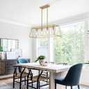 4-Light Gold Chandeliers for Dining Room, Kitchen Island Light Fixture, L32" - 4 Light