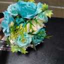 TINGE TIME 9 inch Bridal Bouquets for Bride, Artificial Silk Flowers Tossing Bouquet, Bride Bouquets for Wedding,Ceremony, Anniversary (TealBlue)