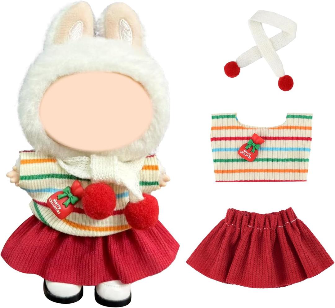 2 x Doll Clothes 17cm/15cm Outfit Set Party Clothes High-End Fashion Outfits Suitable Accessories Christmas Cloak Halloween Premium Clothing 5.91-6.7 inch (No Doll) (LBB-256) (Vintage Christmas Skirt)