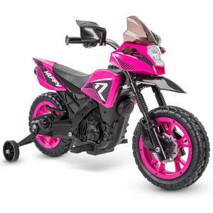 Huffy Ride on Motorcycle for Kids, Ideal for Ages 3-7 Years Old, 6V Ride On Motorcycle, Training Wheels, Realistic Engine Sounds, Simple Wall Charger, Max Weight 65lbs, 2 MPH, Pink