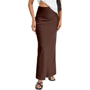 Vrtige Women's Elegant Satin Silky High Waist Zipper Flowy A Line Maxi Long Skirt, Size L Vrtige Women's Elegant Satin Silky High Waist Zipper Flowy A Line Maxi Long Skirt, Size L