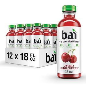 Bai Antioxidant Infused Water Beverage, Zambia Bing Cherry, with Vitamin C and No Artificial Sweeteners, 18 Fluid Ounce Bottle, 12 Pack, Best By December 2026