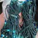 Novelty Lights 50 Feet 100 Bulbs Traditional Incandescent Mini Lights, Teal on Green Wire with 6" Spacing, Commercial Grade and UL Listed for Indoor/Outdoor Use, End-to-End Connectable