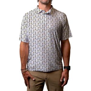 Blue 84 NHL Mens NHL Officially Licensed Short Sleeve Performance Polo All Over Print White (X-Large)