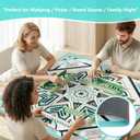 Mahjong Mat for Table, Non-Slip Noise Reduction Mahjong Table Cove 32.432.4 Inch Portable Gaming Mat for Poker/Cards/Board Games/Tile Games, Mahjong Tablecloth with Carrying Bag (Green & Gold)