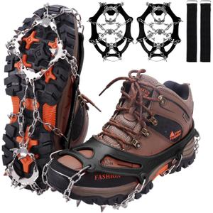 WIN.MAX Crampons for Shoes, Traction Cleats Ice Snow Grips with 19 Stainless Steel Spikes, Shoe Talons Anti - Slip Boots Spikes for Walking, Jogging, Climbing and Hiking