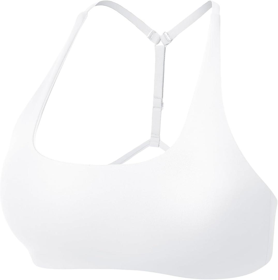 YEOREO T-Back Strappy Workout Sports Bra Adjustable Gym Spaghetti Backless Yoga Bra for Women, XS