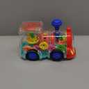 Transparent Sensory Train Toy -Interactive Light up Toys for Kids- Musical Train Toys with LED Light for Toddlers- Colorful Moving Gears- Tummy Time Crawling Baby Toy