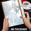 Ruled Spiral Writing Notebook,A5 Hardcover Lined College Journal for Women,Strong Twin-Wire Binding with Premium Paper,8.4" X 6",Perfect for School,Office,Home(Sea Shells Coral Stars)