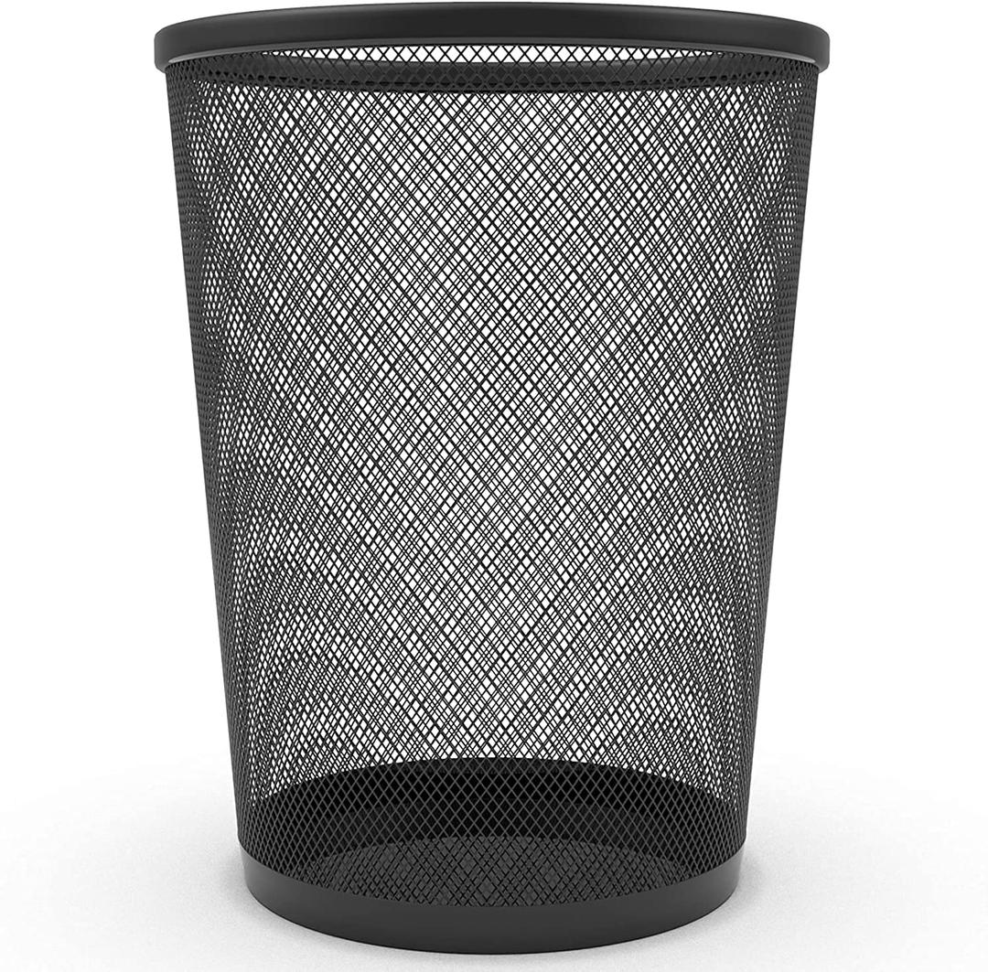 Zuvo Mesh Wastebasket Black Metal Wire Garbage Trash Can for Office Home Bedroom Height 10.1" Width 10", 4 Gallon (16 Quart) (1, Black)