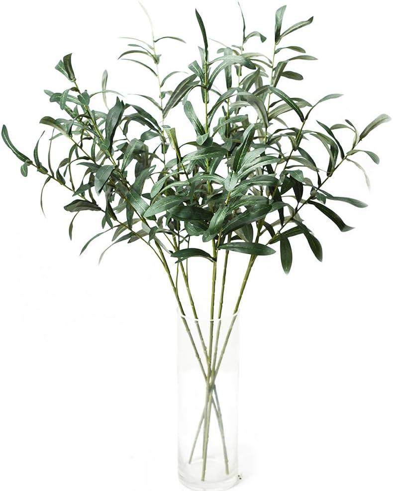 5pcs Olive Branches for Vases Artificial Plants Greenery Stems for Vases Olive Leaves Plant (Green)
