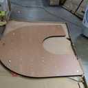 Flash Furniture Mobile Horseshoe Thermal Laminate Activity Table with Height Adjustable Short Legs, 60"W x 66"L, Oak