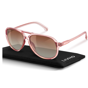 livho Trendy Polarized Aviator Sunglasses Women Men, Retro Sun Glasses for Women Men 2025, Oversized UV Protection Shades (Pink/Brown)