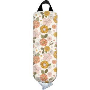 Plastic Bag Holder, Wall Mount Grocery Bag Organizer, Funny Hanging Trash Bag Storage Dispenser for Home Kitchen Cute Colorful Floral