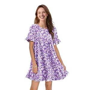 YESNO Summer Dresses for Women 2026 Floral Boho Ruffle Short Sleeve Sundresses Casual Shift Dress XL