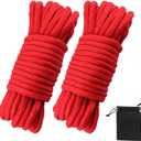 Soft Cotton Rope, 32 feet / 10m Rope, 8mm Thick, Soft Rope, Long Rope, Soft Tying Rope (Red+Red)