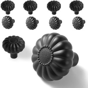 Matte Black 8 Pack Drawer Cabinet Knobs Kitchen Closet Dresser Cupboard Furniture Pulls Bathroom Bedroom Drawers Cabinets Hardware Flower Farmhouse Single Hole Knob Vanity Handles Solid Zinc Alloy