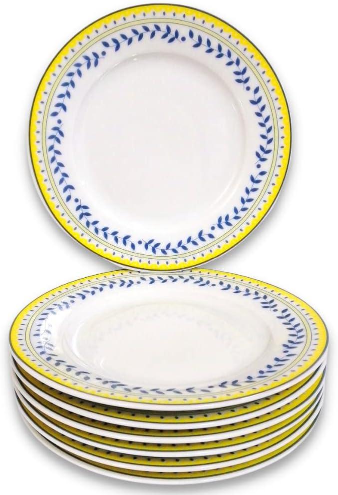 Braque Ceramic Dessert Plates Set of 6, 6-inch Dish Set - Dessert, Salad, Appetizer, Small Dinner Serving Plate-Microwave, Oven & Dishwasher Safe, Scratch Resistant-Kitchen Porcelain Dish-Olive Vine