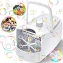 Bubble Machine, Automatic 18000+ Per Minute Big Bubbles Blower Maker for Kids Toddlers with 2 Speeds,6 Wands,Operated by Plugin or Batteries for Outdoor/Indoor Birthday Parties,Wedding (white)