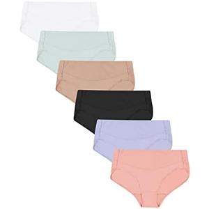 Hanes Women's Smoothing Microfiber No-Show Panties Pack, Moisture-Wicking, 6-Pack (Colors May Vary), Size Medium