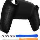 eXtremeRate Textured Black Non-Slip Custom Back Plate Bottom Shell Compatible with ps5 Controller, 3D Splashing Cover, Game Improvement Replacement Back Shell Cover Compatible with ps5 Controller