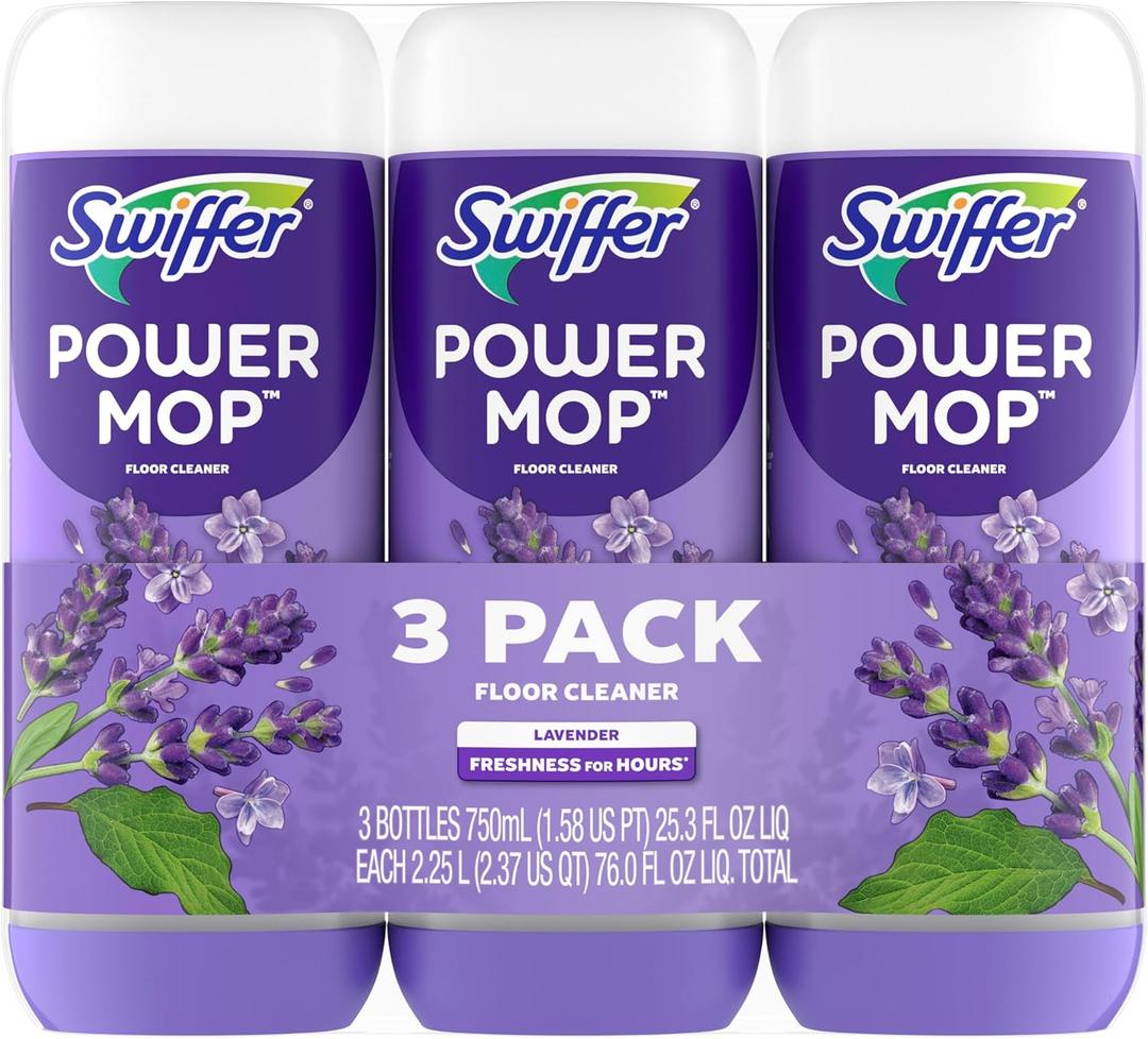 Swiffer PowerMop Floor Cleaning Solution with Lavender Scent, Triple Pack