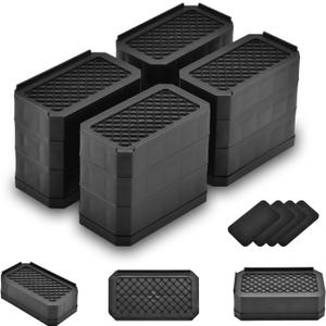 EclatBain Rectangle Bed Risers Furniture Risers Heavy-Duty Rectangular Adjustable Block Lift to 3 inches and 4.3 inches Desk, Sofa, Chair Legs, Support up to 4000 pounds BK-3