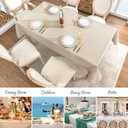 Veblandy Rectangle 4 Feet Tablecloth 52x70 inch Linen Textured Table Cloth Stain and Wrinkle Resistant Washable Polyester, Decorative Table Cover Waterproof for Dining, Buffet and Camping, Beige